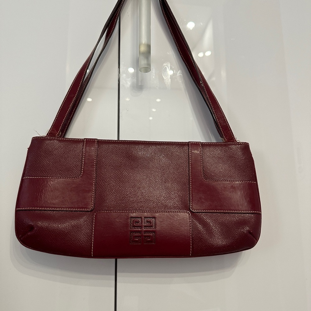 Givenchy Wine Red Leather Shoulder Bag